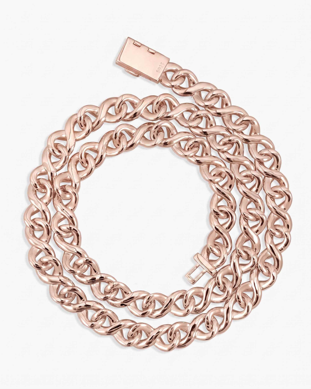10MM Moissanite Infinity Link Chain 14K Gold - Rose Gold