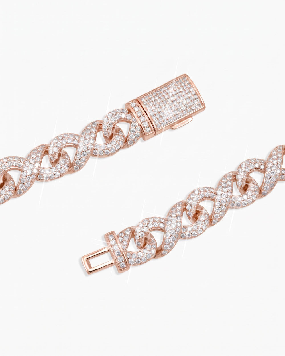 10MM Moissanite Infinity Link Chain 14K Gold - Rose Gold