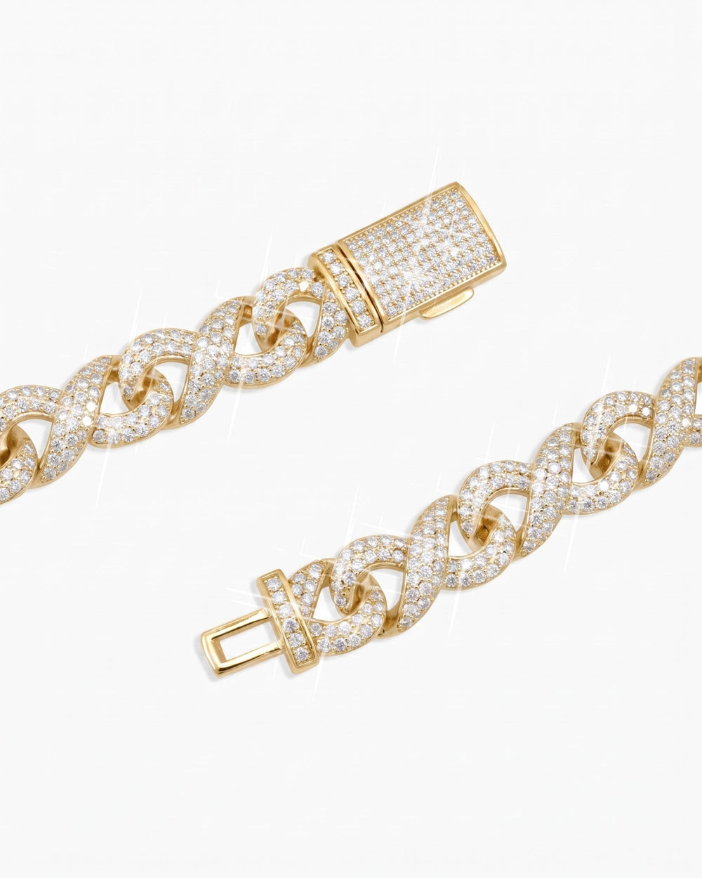 10MM Moissanite Infinity Link Chain 14K Gold - Yellow Gold