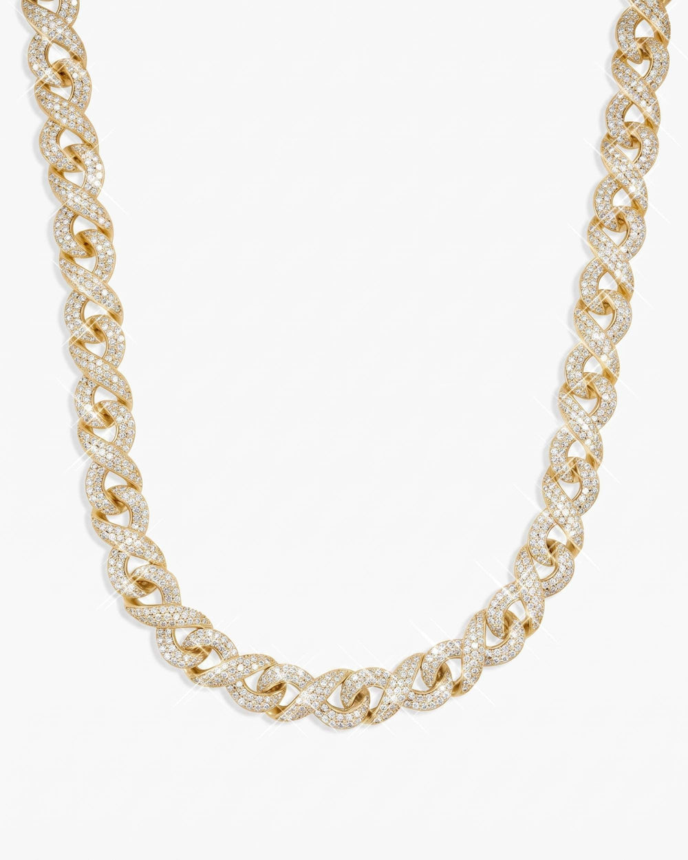 10MM Moissanite Infinity Link Chain 14K Gold - Yellow Gold
