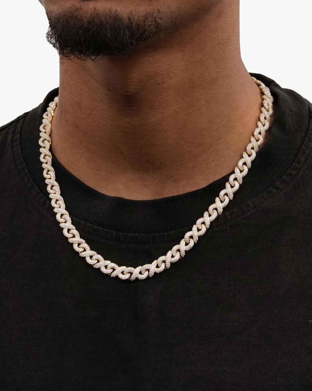 10MM Moissanite Infinity Link Chain 14K Gold - Yellow Gold