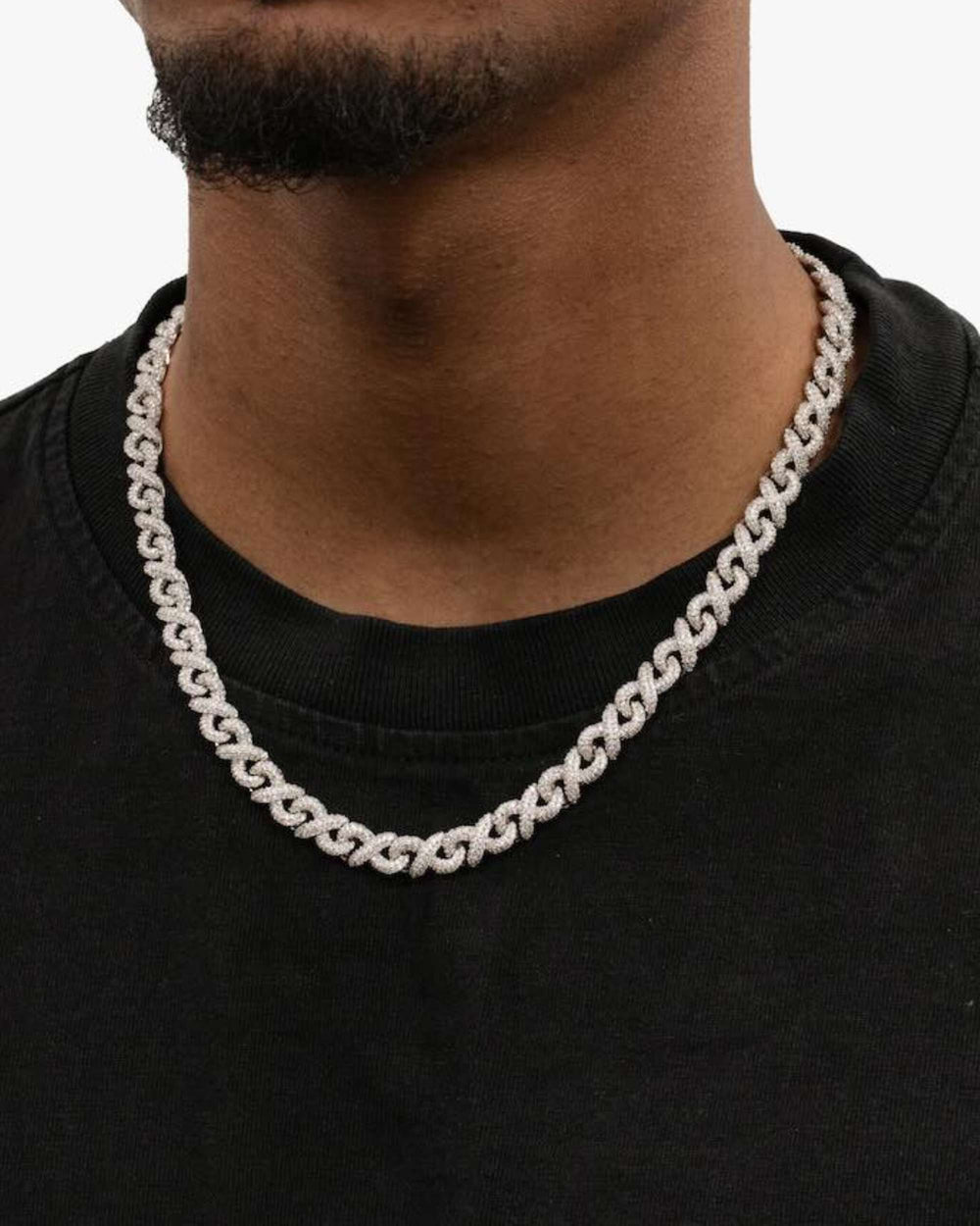 10mm moissanite infinity link chain 14k gold model icecartel px shoot