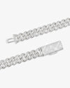 10MM Moissanite Prong Miami Cuban Link Chain 14K Gold - White Gold