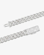 10MM Moissanite Prong Miami Cuban Link Chain 14K Gold - White Gold