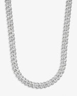 10MM Moissanite Prong Miami Cuban Link Chain 14K Gold - White Gold