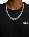 10MM Moissanite Prong Miami Cuban Link Chain 14K Gold - White Gold