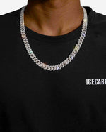10MM Moissanite Prong Miami Cuban Link Chain 14K Gold - White Gold