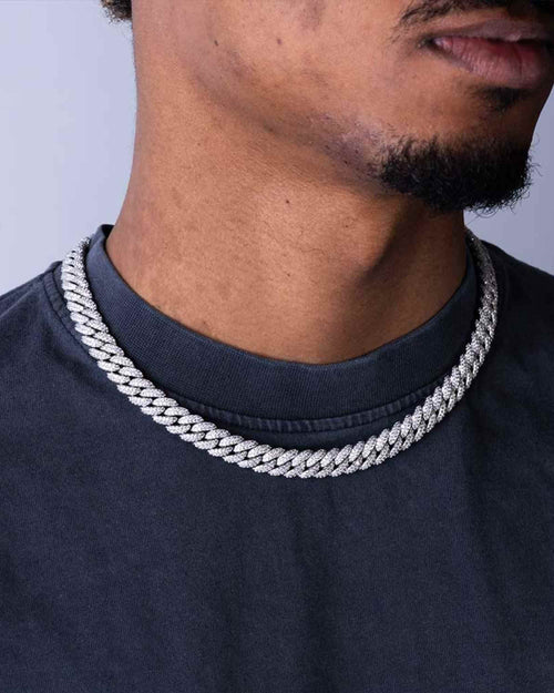 10mm moissanite miami cuban link chain 10k white gold icecartel model shoot