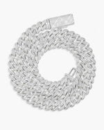 10MM Moissanite Prong Miami Cuban Link Chain 14K Gold - White Gold