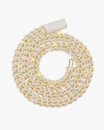 10MM Moissanite Prong Miami Cuban Link Chain 14K Gold - Yellow Gold