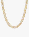 10MM Moissanite Prong Miami Cuban Link Chain 14K Gold - Yellow Gold