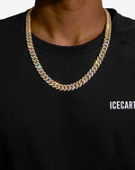 10MM Moissanite Prong Miami Cuban Link Chain 14K Gold - Yellow Gold