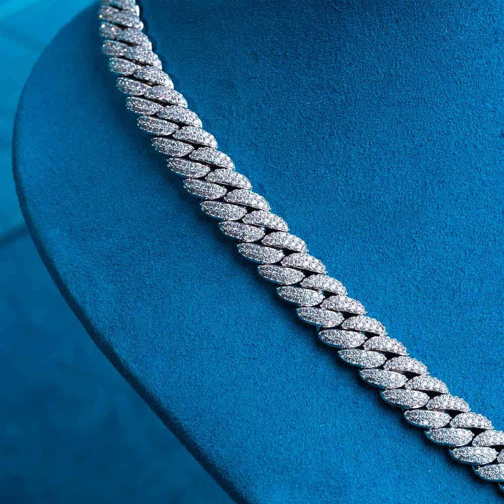 10mm moissanite prong miami cuban link chain