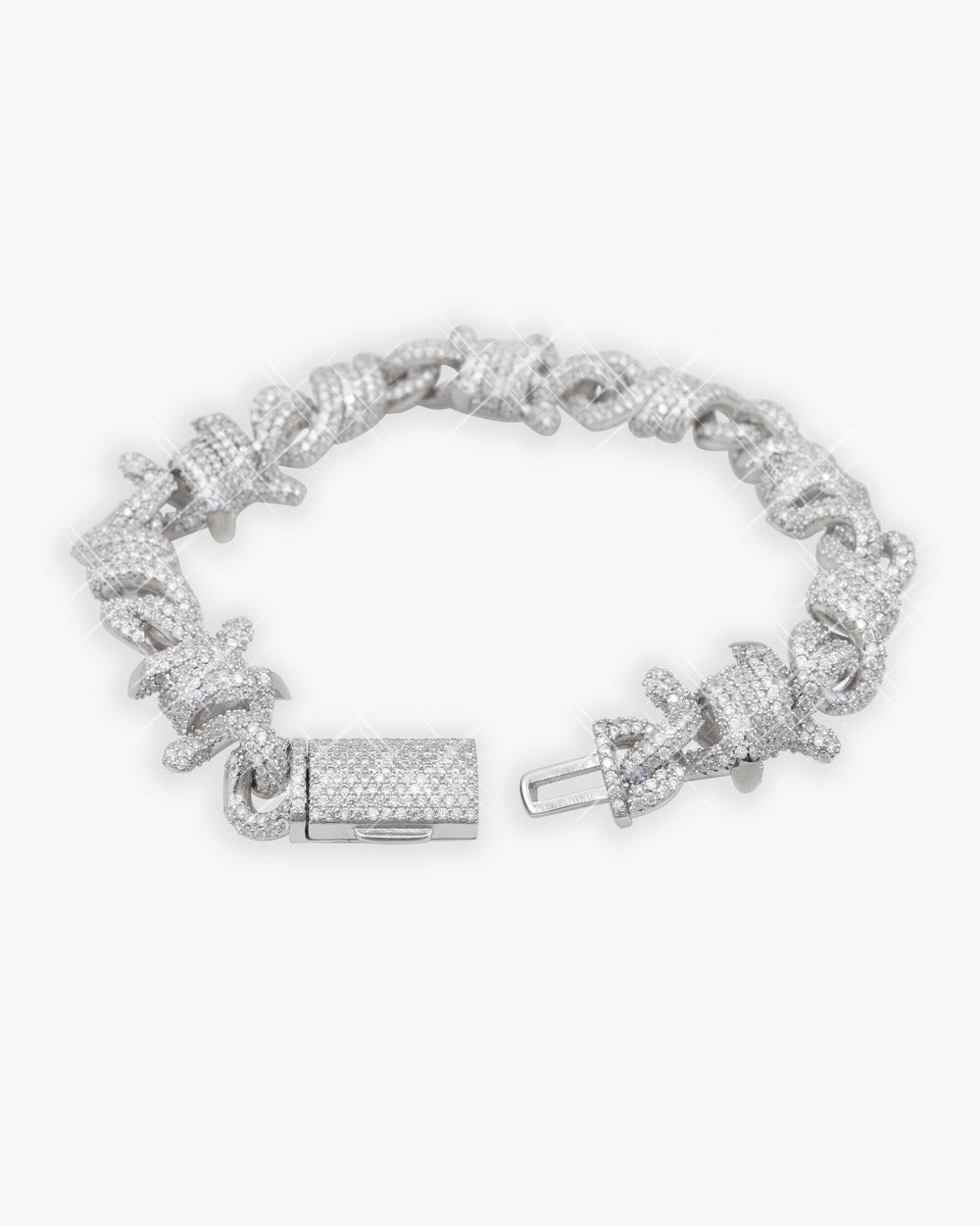 10mm moissanite spiked infinity link bracelet 14k gold icecartel lock