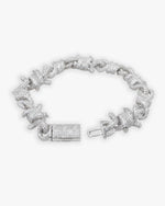 10MM Moissanite Spiked Infinity Link Bracelet 14K Gold - White Gold