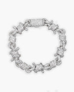 10MM Moissanite Spiked Infinity Link Bracelet 14K Gold - White Gold