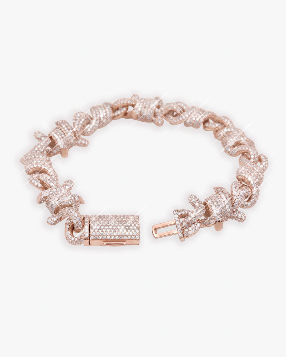 10MM Moissanite Spiked Infinity Link Bracelet 14K Gold - Rose Gold