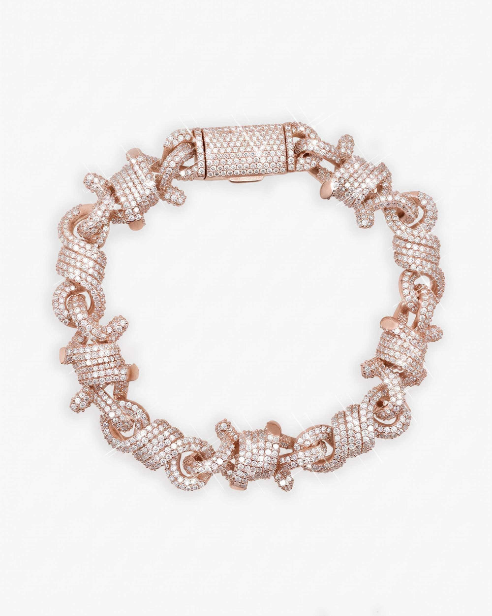 10MM Moissanite Spiked Infinity Link Bracelet 14K Gold - Rose Gold