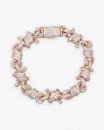 10MM Moissanite Spiked Infinity Link Bracelet 14K Gold - Rose Gold