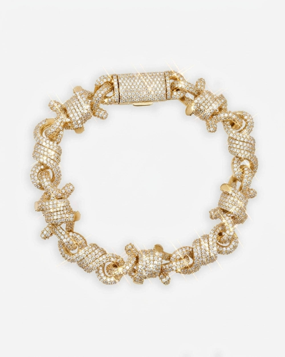 10MM Moissanite Spiked Infinity Link Bracelet 14K Gold - Yellow Gold