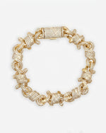 10MM Moissanite Spiked Infinity Link Bracelet 14K Gold - Yellow Gold