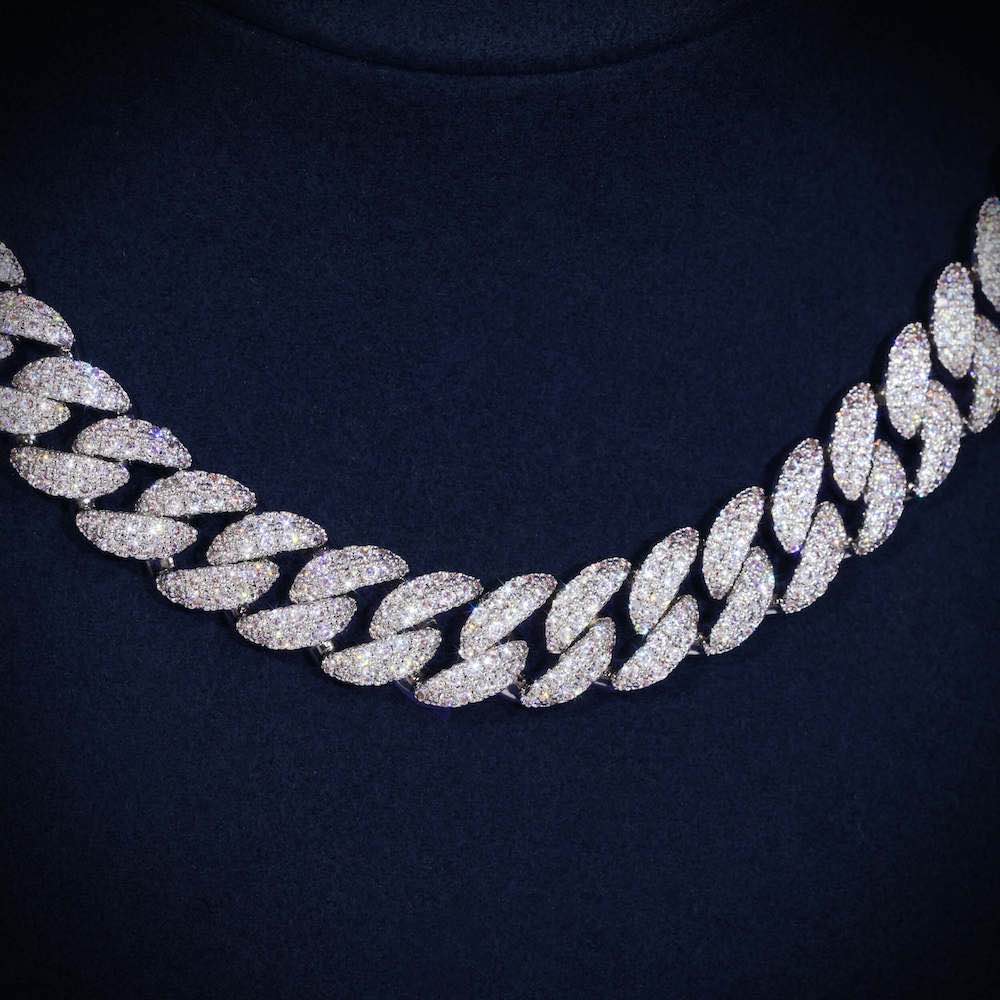 10MM Moissanite Prong Miami Cuban Link Chain 14K Gold