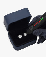 10MM Signet Moissanite Earrings 14K Gold - White Gold