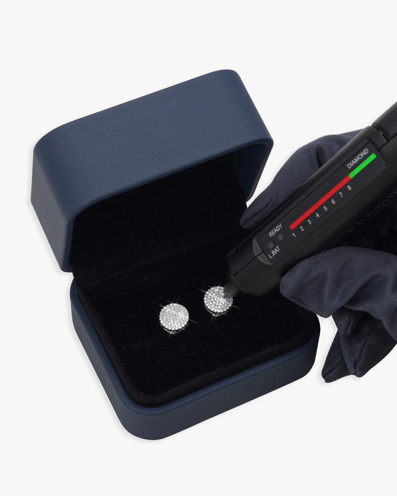 10MM Signet Moissanite Earrings 14K Gold - White Gold