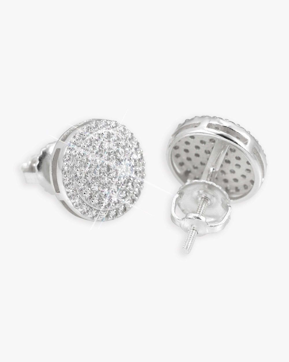 10MM Signet Moissanite Earrings 14K Gold - White Gold