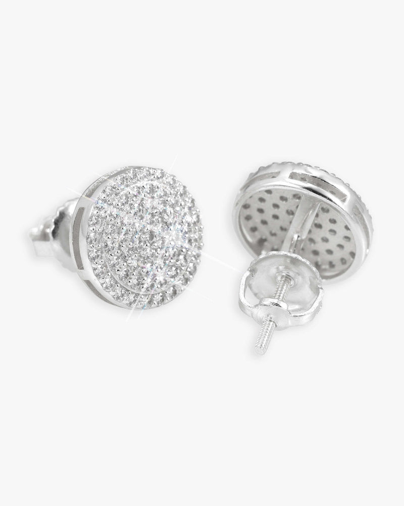 10MM Signet Moissanite Earrings 14K Gold - White Gold