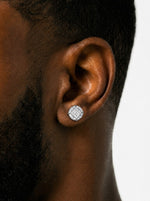 10MM Signet Moissanite Earrings 14K Gold - White Gold