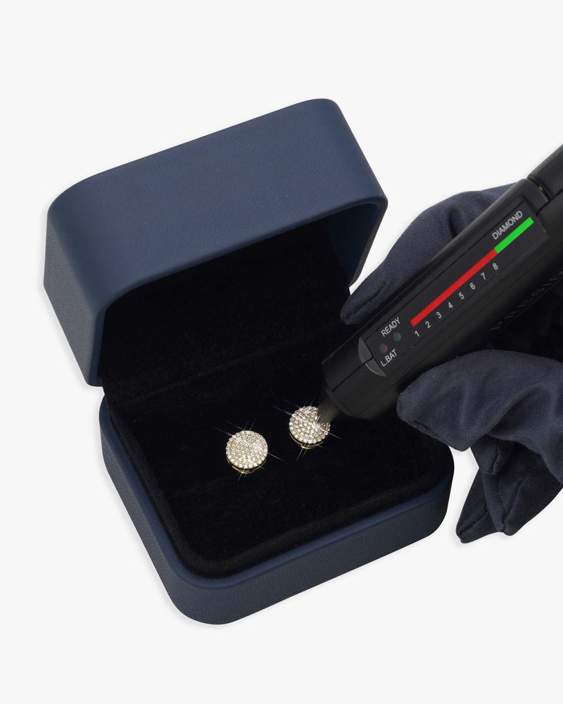 10MM Signet Moissanite Earrings 14K Gold - Yellow Gold