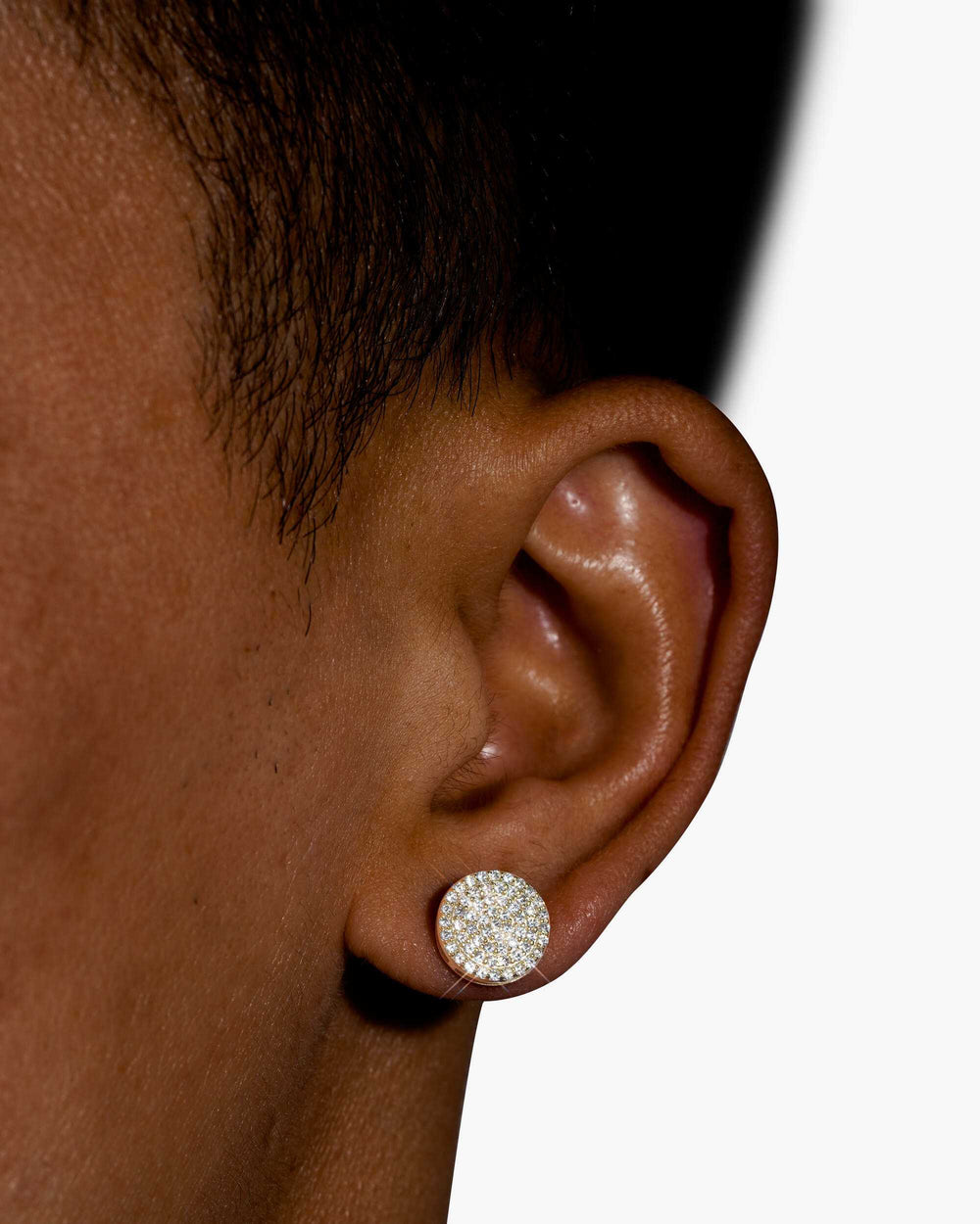 10MM Signet Moissanite Earrings 14K Gold - Yellow Gold