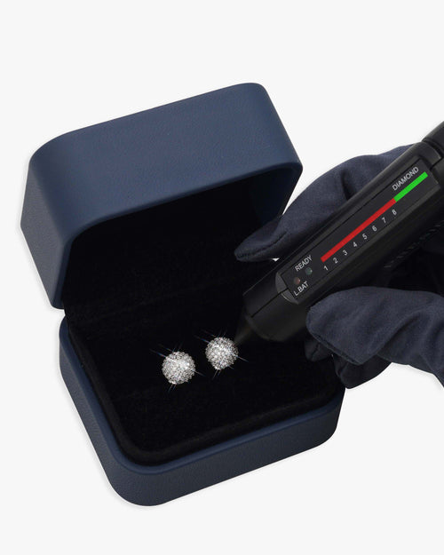 10mm snowball moissanite earrings 14k gold icecartel white box
