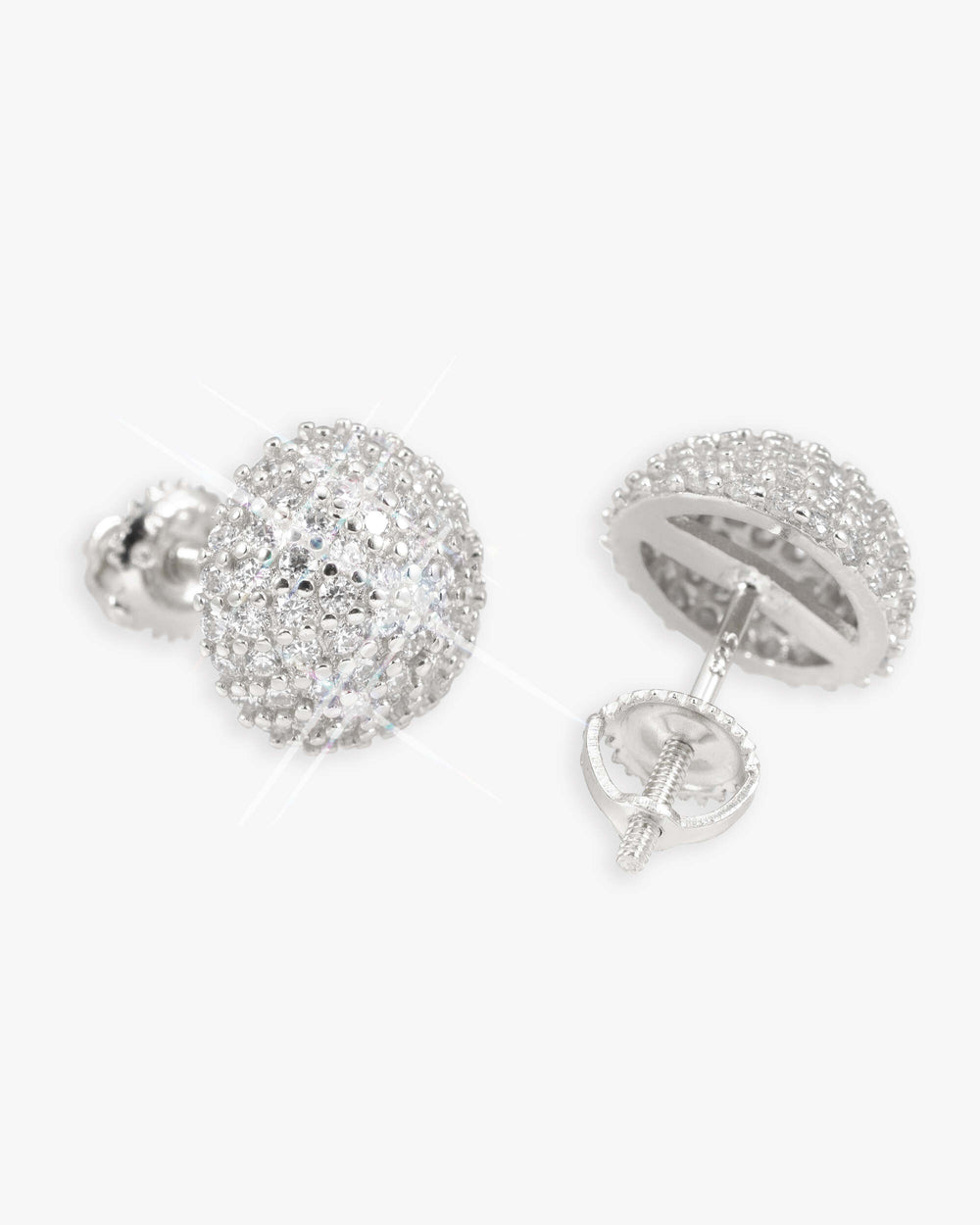 10MM Snowball Moissanite Earrings 14K Gold - White Gold