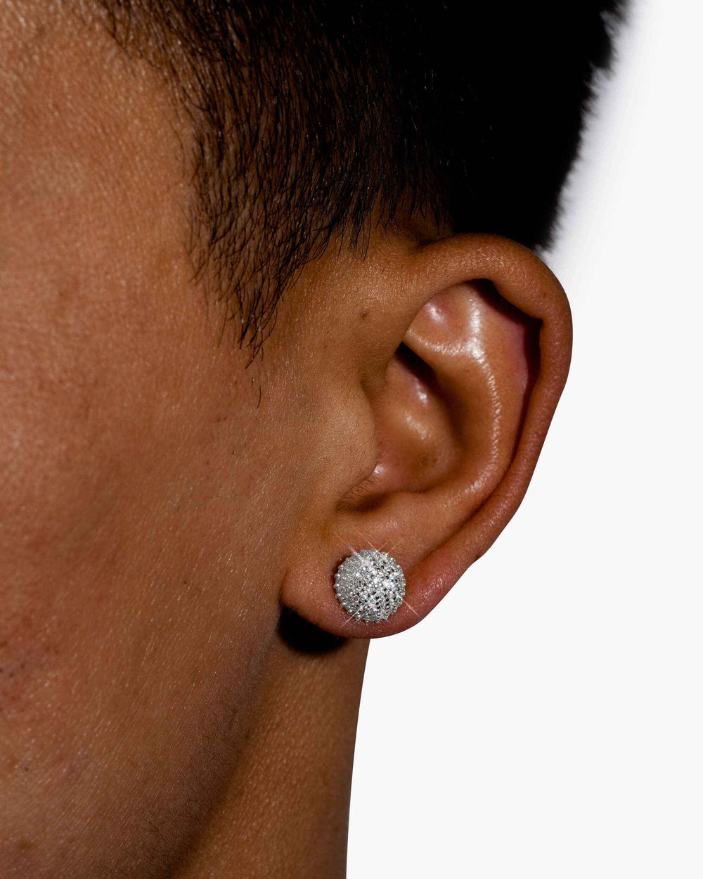 10MM Snowball Moissanite Earrings 14K Gold - White Gold
