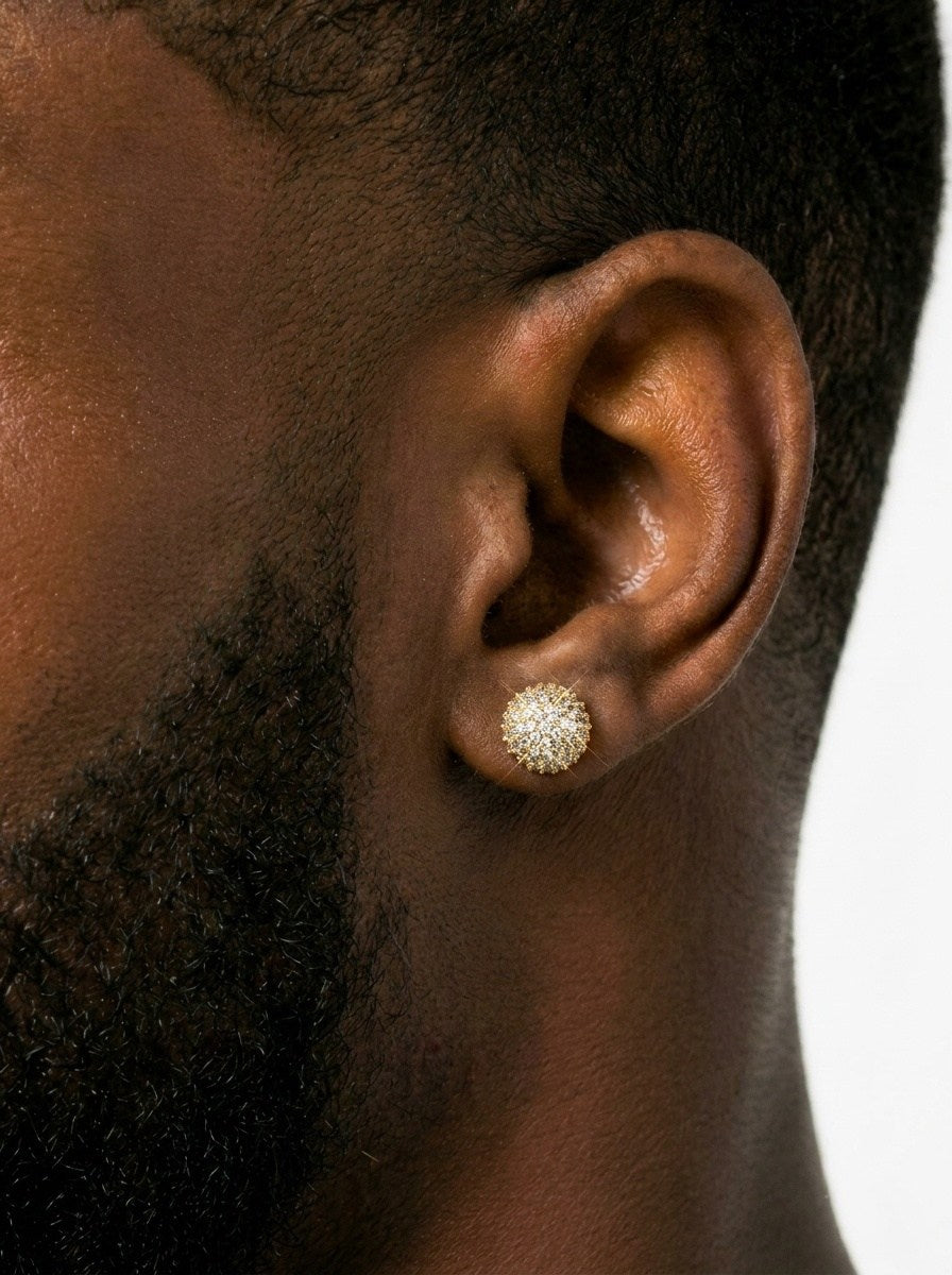 10MM Snowball Moissanite Earrings 14K Gold