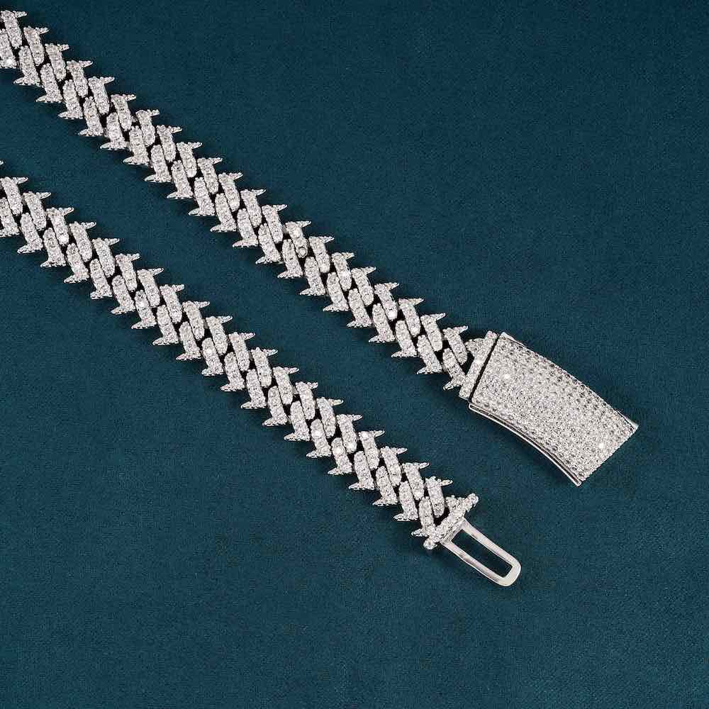 10mm Spiked Cuban Link Chain Rolled clasp