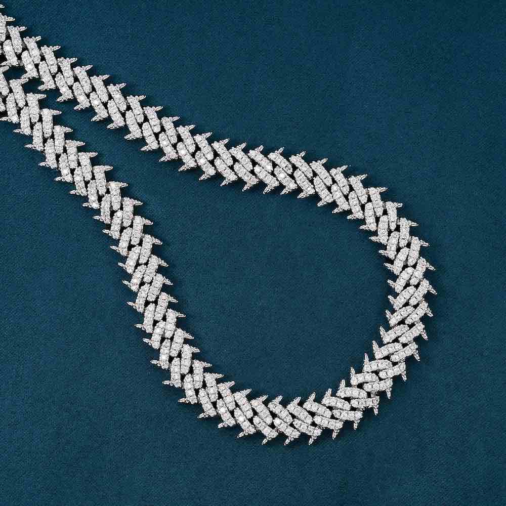 10mm Spiked Cuban Link Chain Rolled detailed