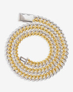 10MM Split Two Tone Moissanite Cuban Link Chain 14K Gold - White & Yellow Gold