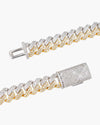 10MM Split Two Tone Moissanite Cuban Link Chain 14K Gold - White & Yellow Gold