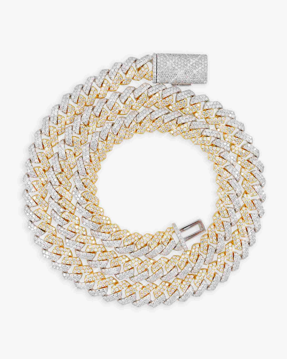 10mm split two tone moissanite cuban link chain 14k gold icecartel main