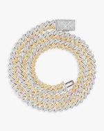 10MM Split Two Tone Moissanite Cuban Link Chain 14K Gold - White & Yellow Gold
