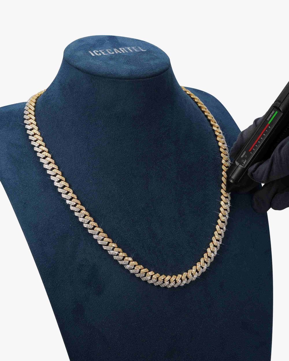 10mm split two tone moissanite cuban link chain 14k gold icecartel test