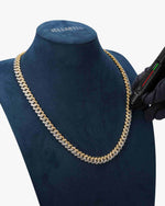10MM Split Two Tone Moissanite Cuban Link Chain 14K Gold - White & Yellow Gold