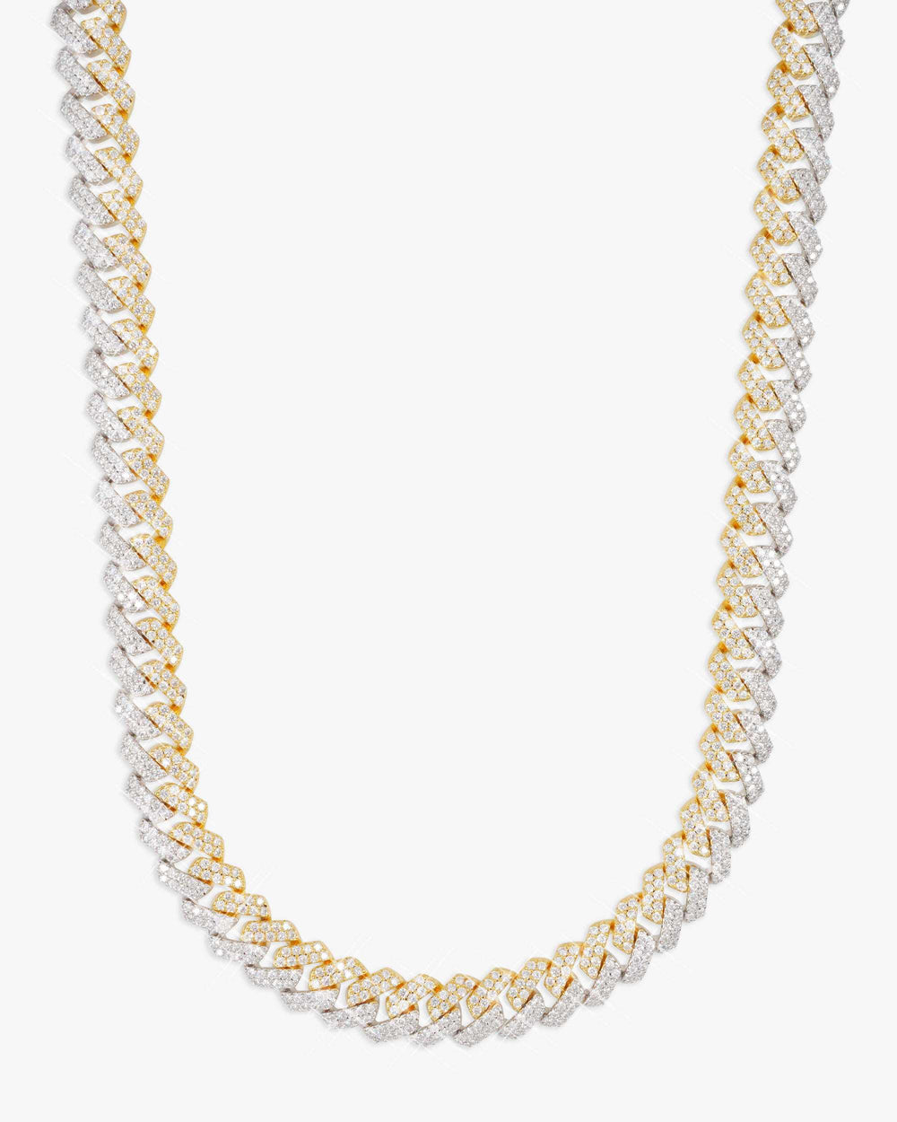 10mm split two tone moissanite cuban link chain 14k gold icecartel top