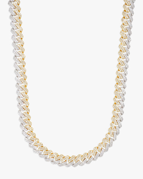 10mm split two tone moissanite cuban link chain 14k gold icecartel top