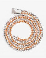 10MM Split Two Tone Moissanite Cuban Link Chain 14K Gold - White & Rose Gold