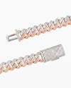 10MM Split Two Tone Moissanite Cuban Link Chain 14K Gold - White & Rose Gold