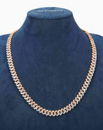 10MM Split Two Tone Moissanite Cuban Link Chain 14K Gold - White & Rose Gold